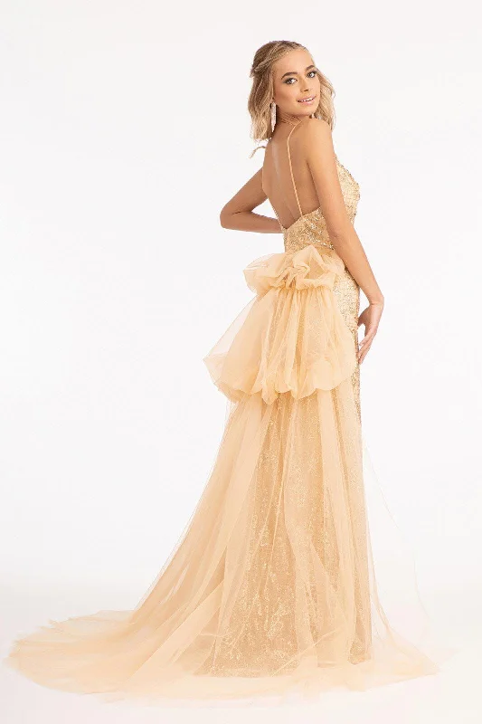 Fashionista Favorites Long Spaghetti Strap Mermaid Mesh Prom Dress