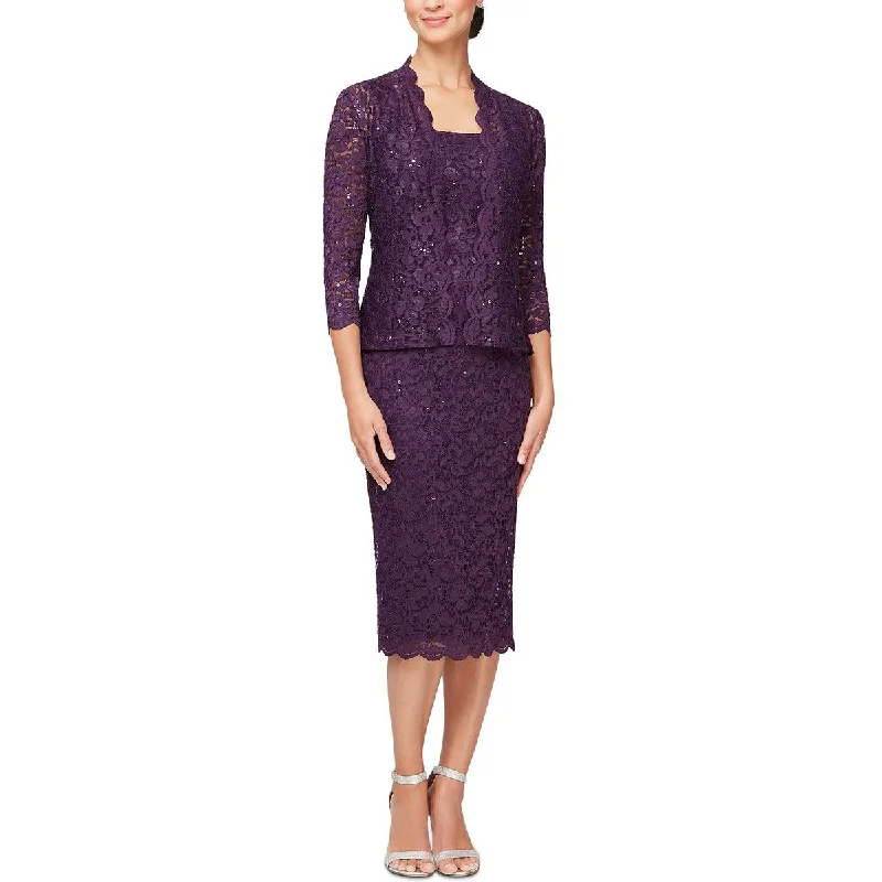 Trendy Fashion For Women SLNY Womens Petites Lace 2PC Midi Dress