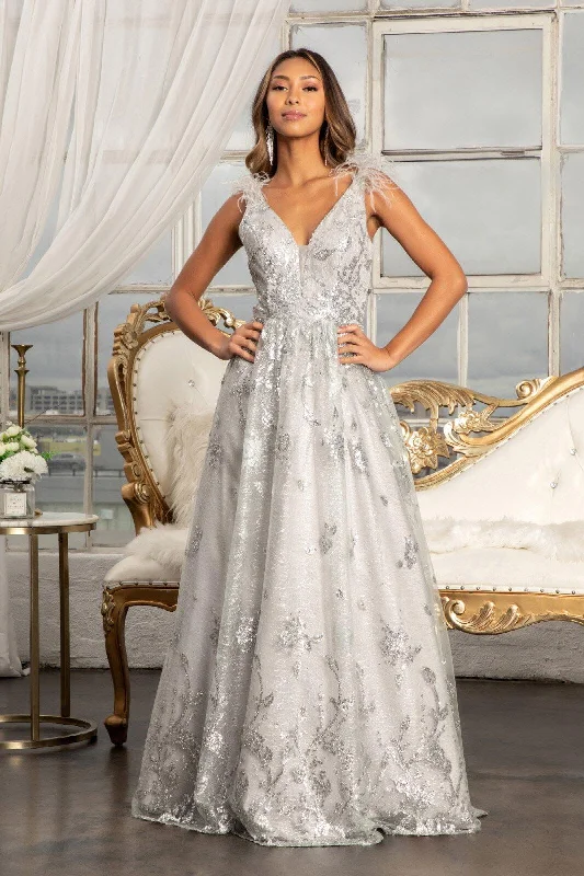 Flash Sale Or Flash Sales Long Sleeveless Formal Feather Shoulder Prom Dress