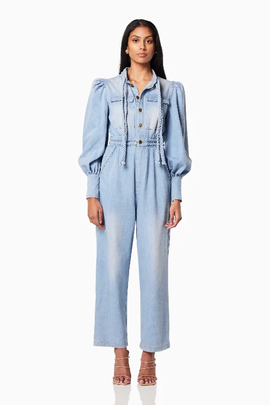 Limited Time Deal Country Long Sleeved Jumpsuit In Blue