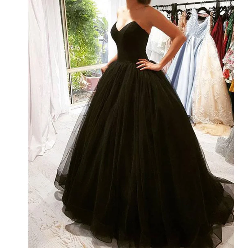 Clothing Woman 2023 Black Tulle Backless Prom Dress Ball Gown Girls Evening Long Formal Ball Dress