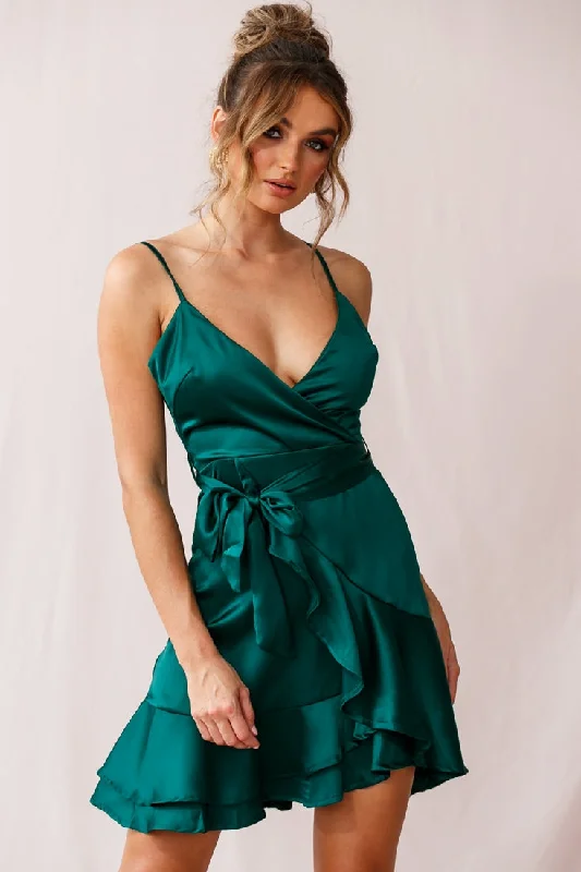 Trendy Women's Wear Collection Khandi Flowy Date Night Dress Green Jade