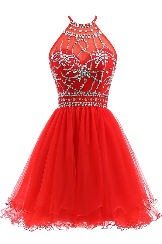 Minimalist Style Women Beads Prom Dresses Short Cocktail Gowns Girls Homecoming Dresses Short Graduation Dress YHD024