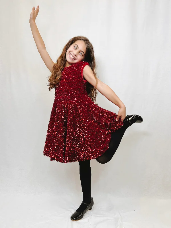 Weekend-Only Deals You'll Love Red velvet sequin flare dress