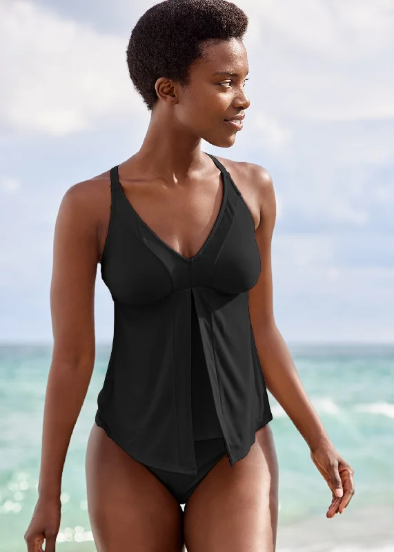 Elevate Your Wardrobe Flyaway Tankini Top - Black Beauty