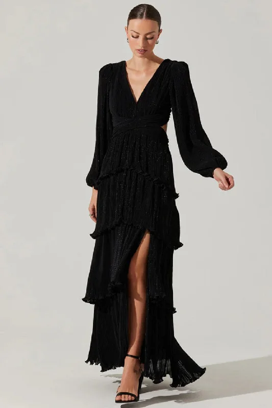 Trendy Women's Collection Anora Vneck Pleated Tiered Dress