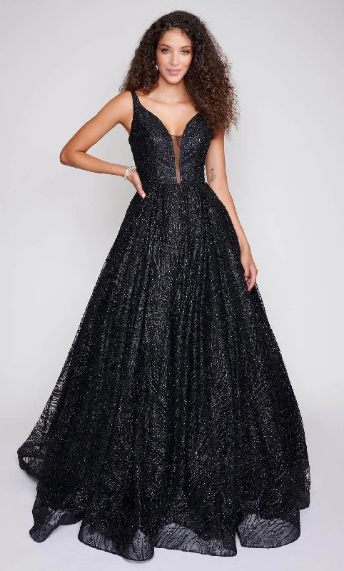 Online Boutique Stores Nina Canacci 8220 - A-line Glitter-Showered Long Gown