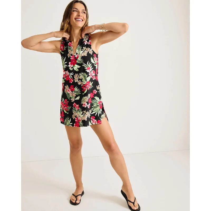 Clothing Woman Tommy Bahama Womens Lily Cat Split Neck Romper Coverup - Black*
