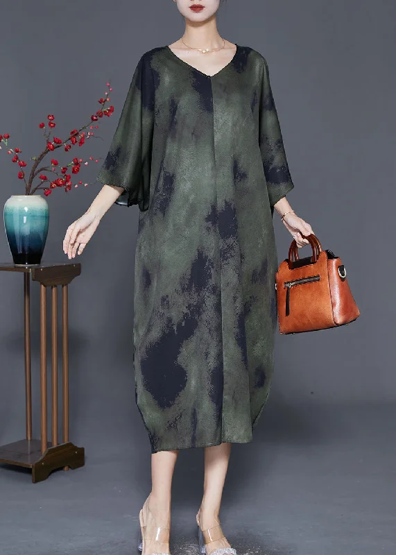 Women's Fashion Essentials At Unbeatable Discounts Art Blackish Green Oversized Tie Dye Vacation Dresses Fall