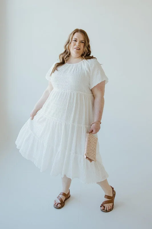 Chic Style, Always In Vogue TEXTURED CHIFFON TIERED DRESS IN CLOUD