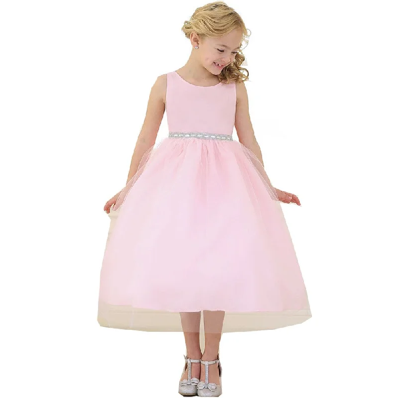 The Epitome Of Modern Women's Fashion Little Girls Pink Rhinestone Tulle Flower Girl Dress 2T-6
