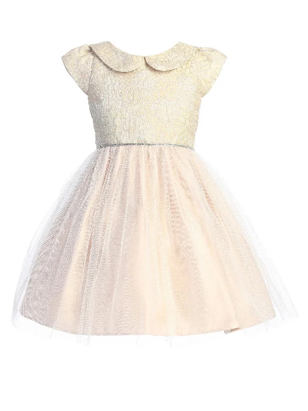 Contemporary Women’s Clothing Little Girls Blush Daisy Jacquard Collar Tulle Flower Girl Dress 2-6