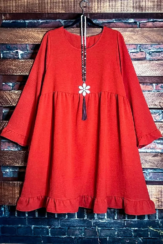 Refresh Your Wardrobe For Less This Weekend A GOOD FEELING COMFY SWING RUST DRESS