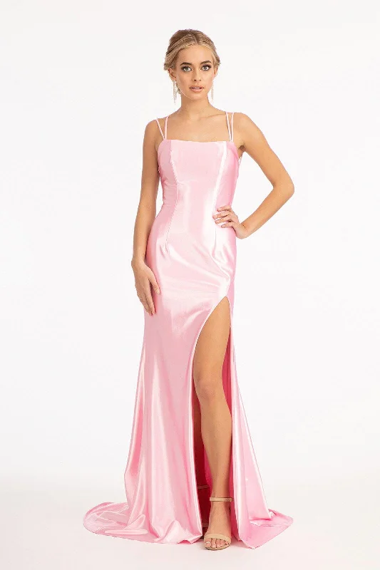 Quality Wear Long Spaghetti Strap Satin Mermaid Prom Dress