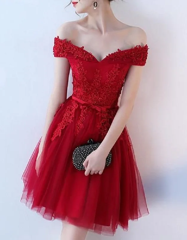 Glamorous Evening Wear Women Lace Prom Dresses Short Cocktail Gowns Girls Appliques Homecoming Dresses Short Graduation Dress YHD022