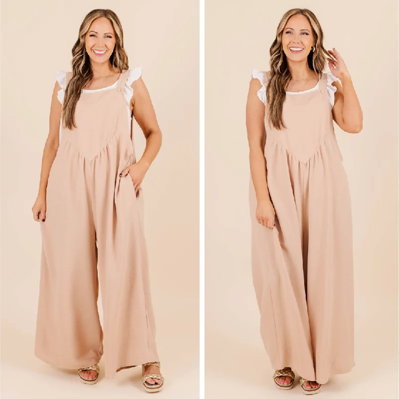 Women's Clothing Boutique Only Clear Skies Jumpsuit, Taupe