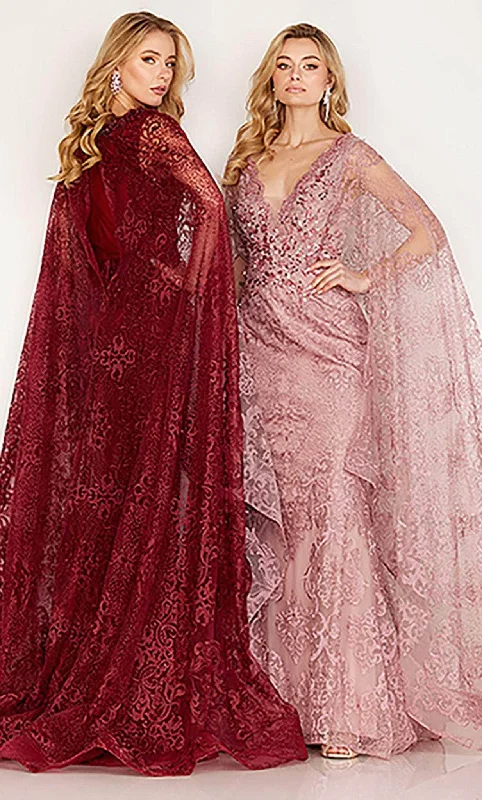 Quality Wear Cecilia Couture 183 - Embroidered Enchanting Cape Gown