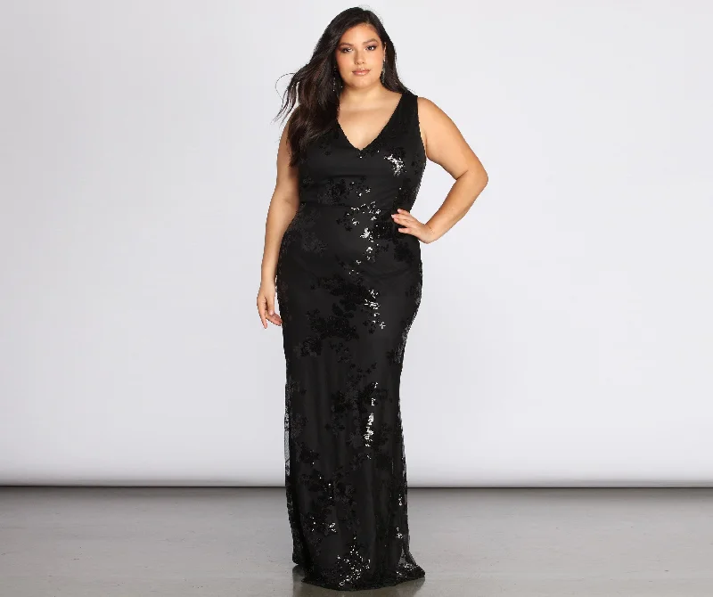 Online Clothing Stores Plus Nima Stylish Floral Sequin Dress