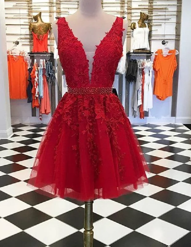 Elegant Fashion Women Lace Prom Dresses Short Cocktail Gowns Girls Appliques Homecoming Dresses Short Graduation Dress YHD034