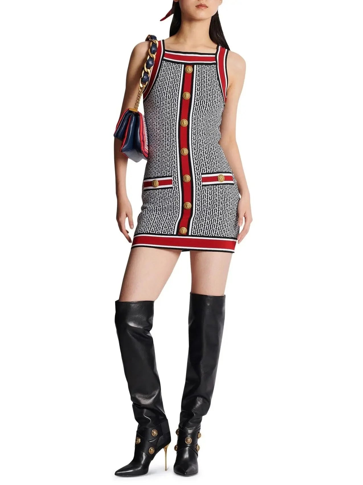 Sophisticated Fashion Monogram-Jacquard Knit Mini Dress