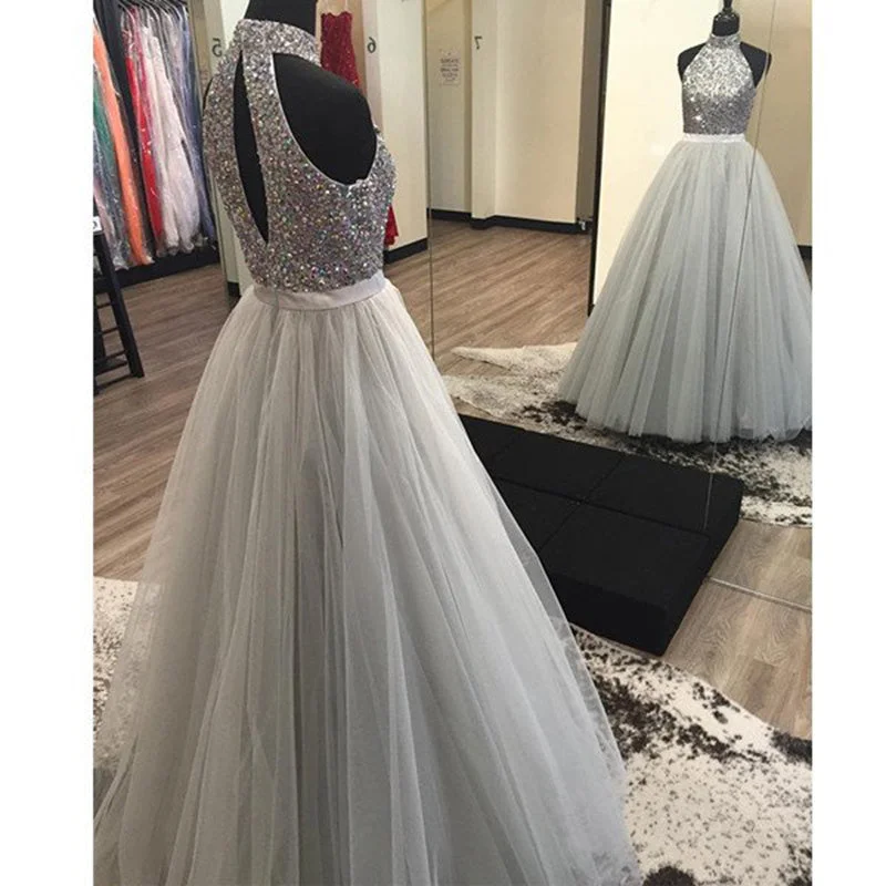 Comfortable Clothes LP7845 High High A Line Tulle Prom Dress Long Beaded Formal Gown,Senior Prom 2018 Vestido De Festa for Girls