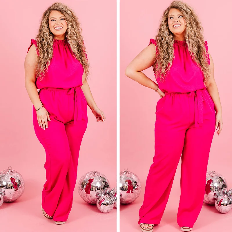 Online Impressions Boutique Hold Your Crown High Jumpsuit, Fuchsia