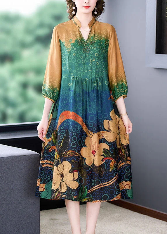 Fashion Sale Live Now – Upgrade Your Style For Less Plus Size Colorblock Print Wrinkled Silk A Line Dresses Bracelet Sleeve