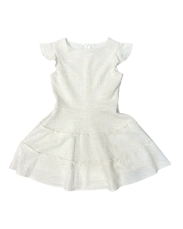 Limited Quantities Ivory Boucle Ruffle Tiered Dress