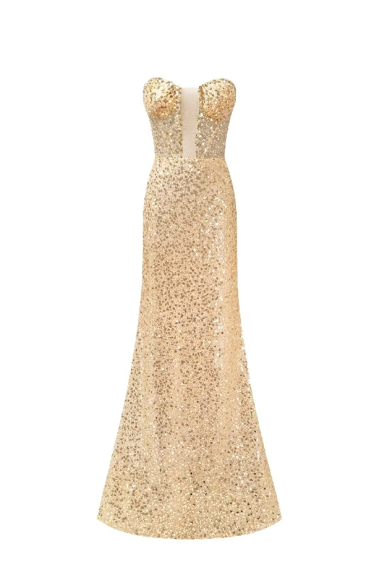 Casual Chic Showstopper maxi dress covered in gold sequins