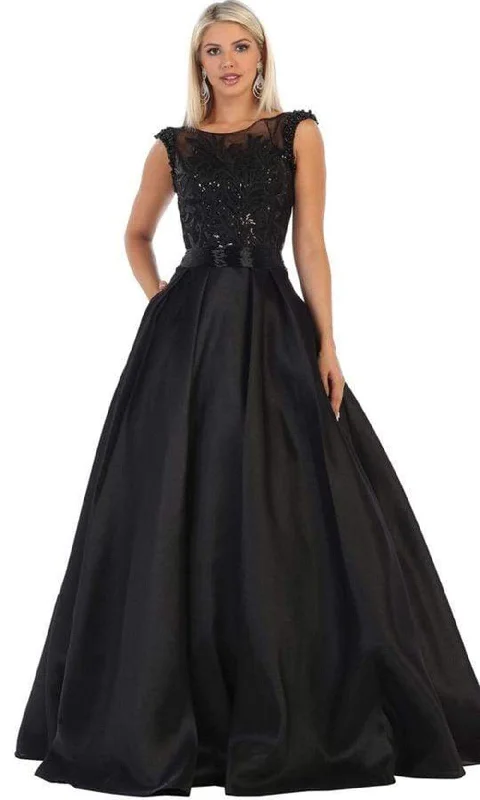 Chic Style, Always In Vogue May Queen - Illusion Bateau Sequin Embroidered Ballgown RQ7706