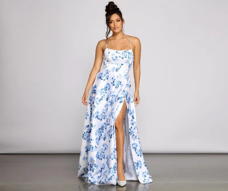 Must-Have Styles Lindsey Formal Stylish Floral High-Slit Dress
