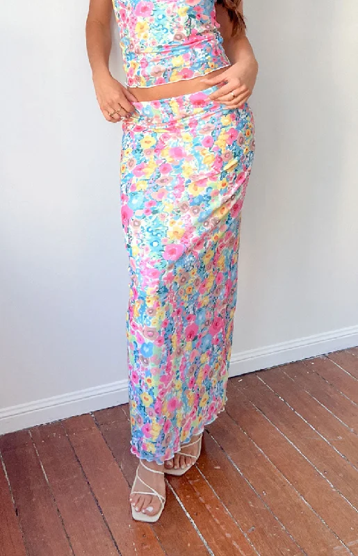 Elegant Style When in Rome Multi Floral Maxi Skirt