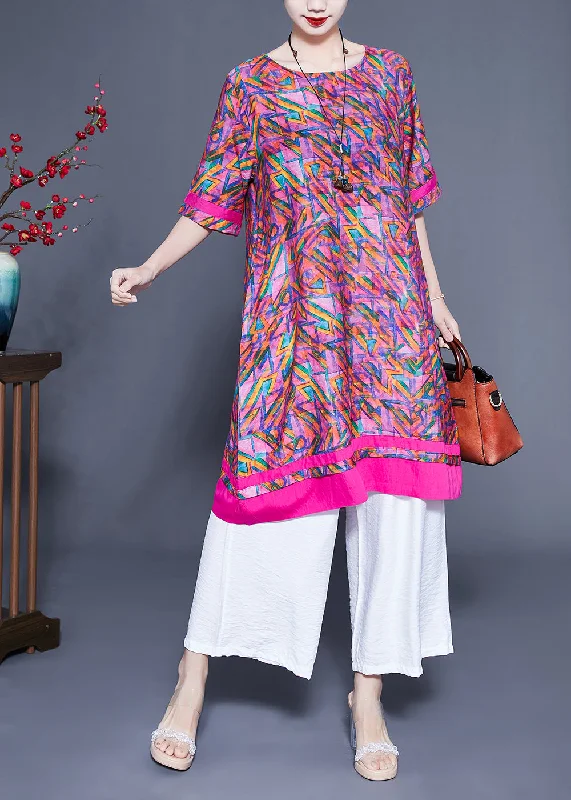 Limited-Time Clothing Sale – Grab Your Favorites Today Casual Rose Oversized Print Linen Silk Robe Dresses Summer