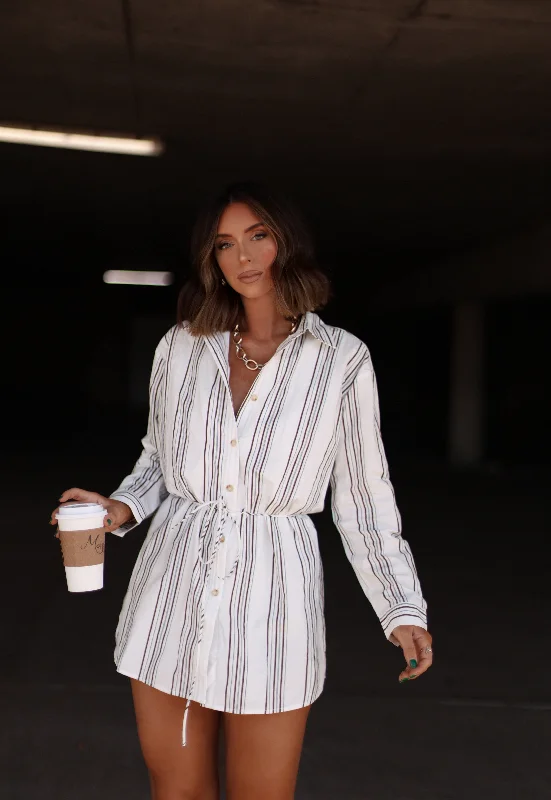 Chic Wardrobe Striped Shirt Romper