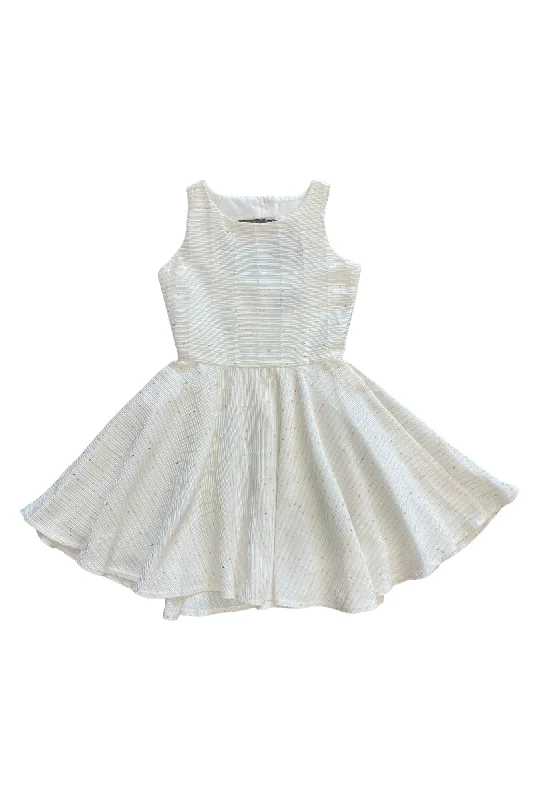 Bold Patterns White Gold Stripe Sequin Fit-and-Flare dress