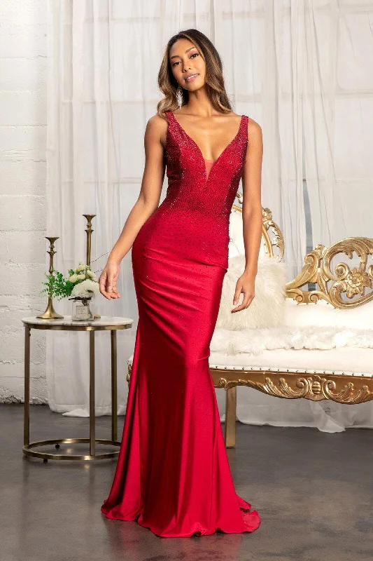 Best Online Women's Boutiques Long Sleeveless Formal Mermaid Fit Prom Dress