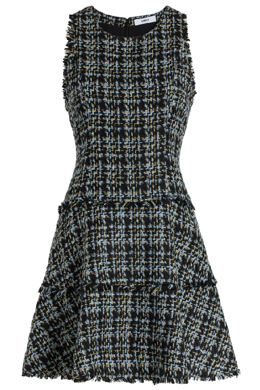 Sophisticated Outfits Black/Blue multi Tweed Jewel dress