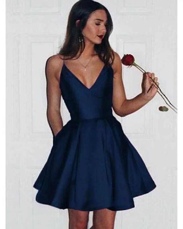 Online Clothing Stores Navy/Red Girls Short Junior Graduation Prom Dresses with Straps SP325