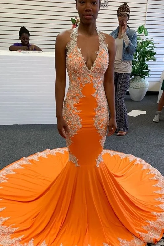 High-Quality Women’s Fashion Dresses gorgeous mermaid orange prom dress for black girls  cg8572