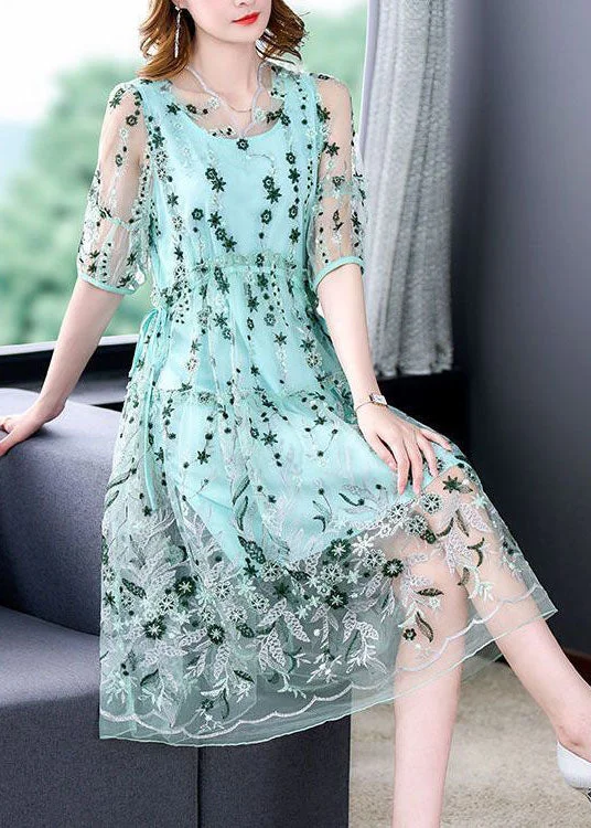 Trendy Outfits At Exclusive Discounts – Don't Miss Out Green Tulle Holiday Dresses Ruffled Exra Large Hem Summer