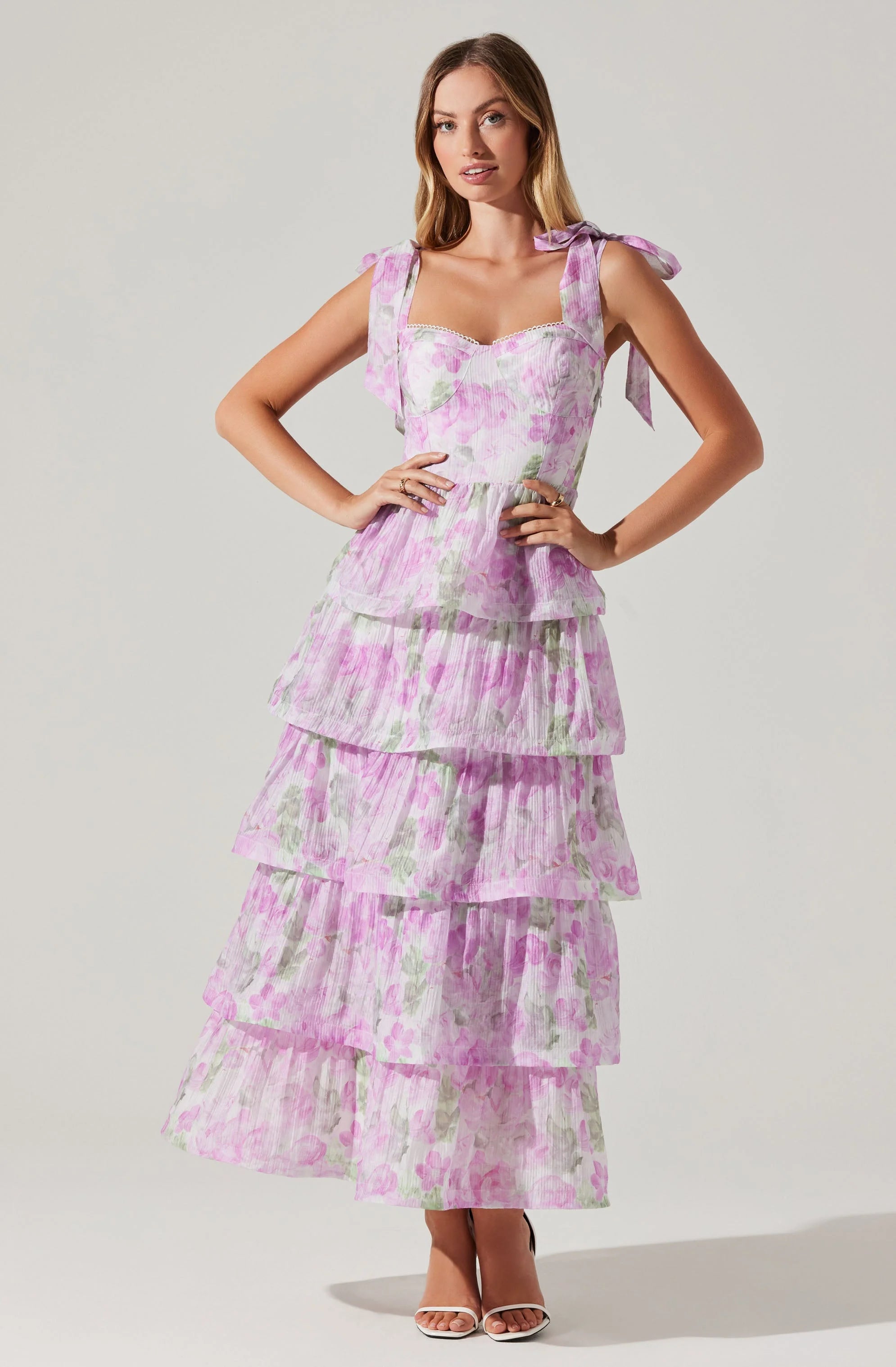 Special Offer For You Zirconia Tie Strap Tiered Dress