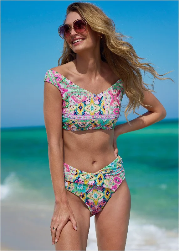 Exclusive Sale Off The Shoulder Bikini Top - Beach Art