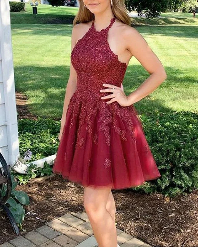 Laid-Back Elegance Women Lace Prom Dresses Short Cocktail Gowns Girls Appliques Homecoming Dresses Short Graduation Dress YHD036