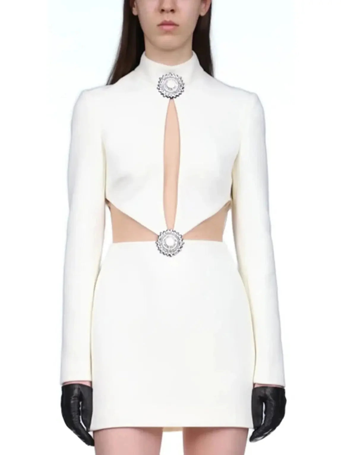 Bid Farewell To The Old Season Embellished Cut-Out Mini Dress