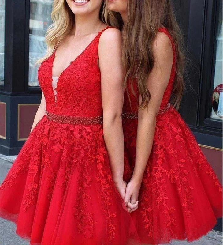Premium Fabrics Women Lace Prom Dresses Short Cocktail Gowns Girls Appliques Homecoming Dresses Short Graduation Dress YHD033