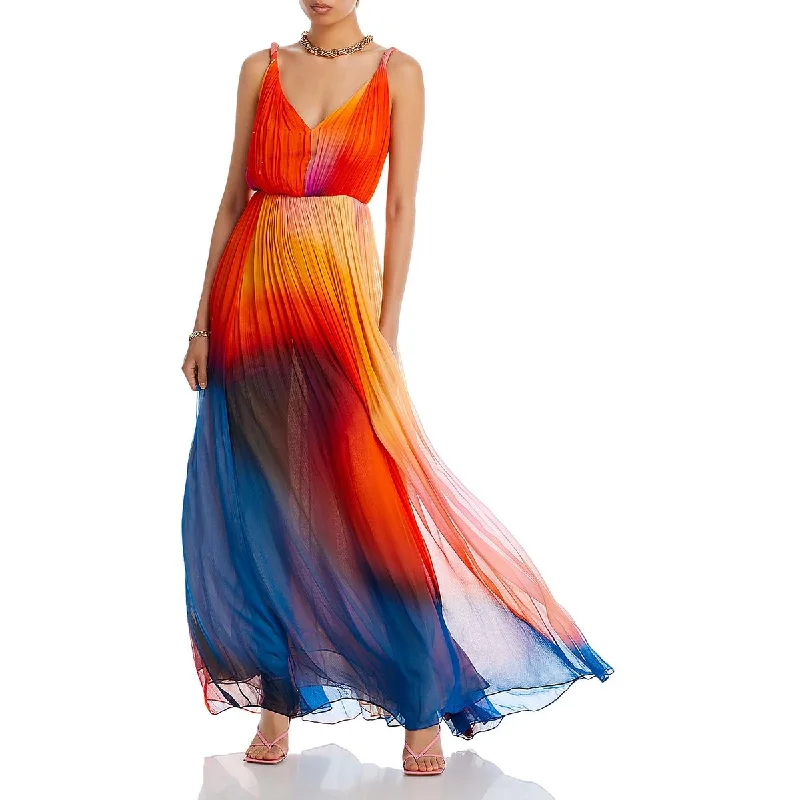 Limited Time Offer Halston Womens Ombre Pleated Maxi Dress