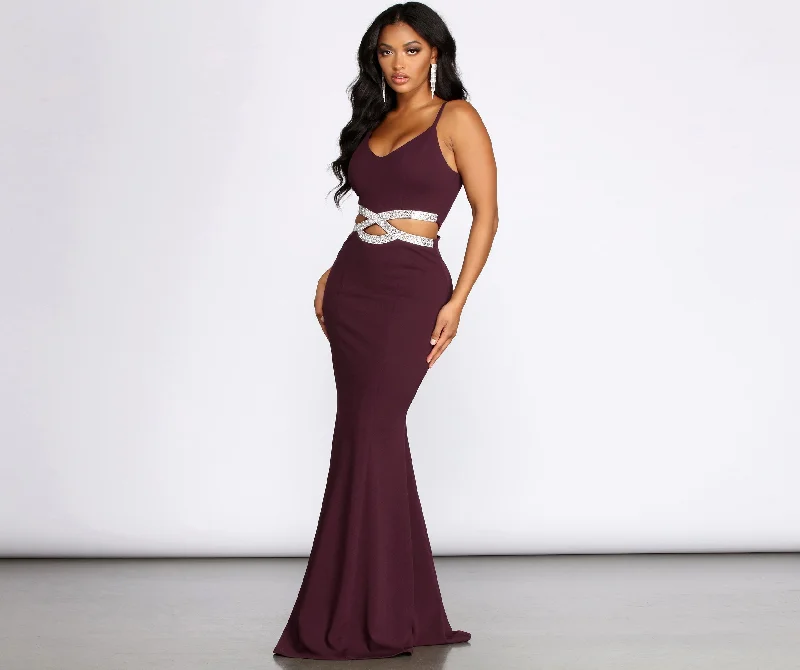 Women's Trendy Casual Clothes Davia Rhinestone Pretzel Charming Trim Mermaid Dress