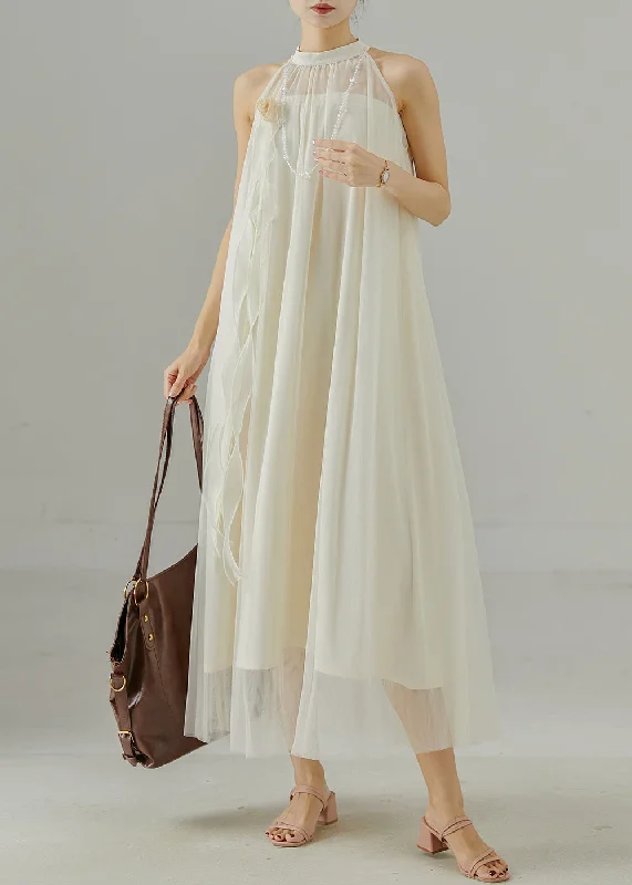 Comfort Meets Fashion Elegant White Cold Shoulder Floral Silk Dresses Summer