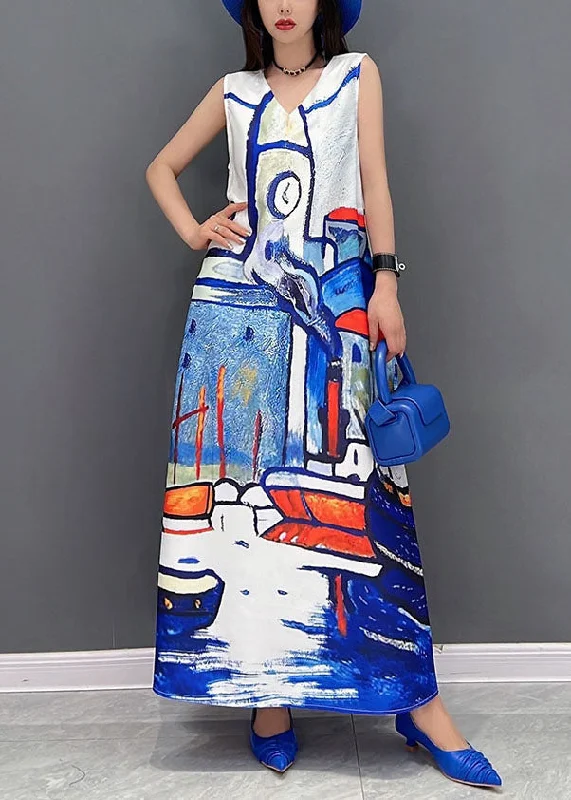 Exclusive Sale On Women's Fashion – Shop Now For Less Women White V Neck Tie Dye Chiffon Beach Dresses Summer