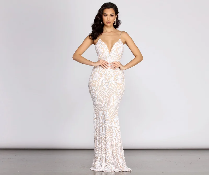 Women's Wedding Apparel Fritzy Sequin Stylish Mermaid Dress